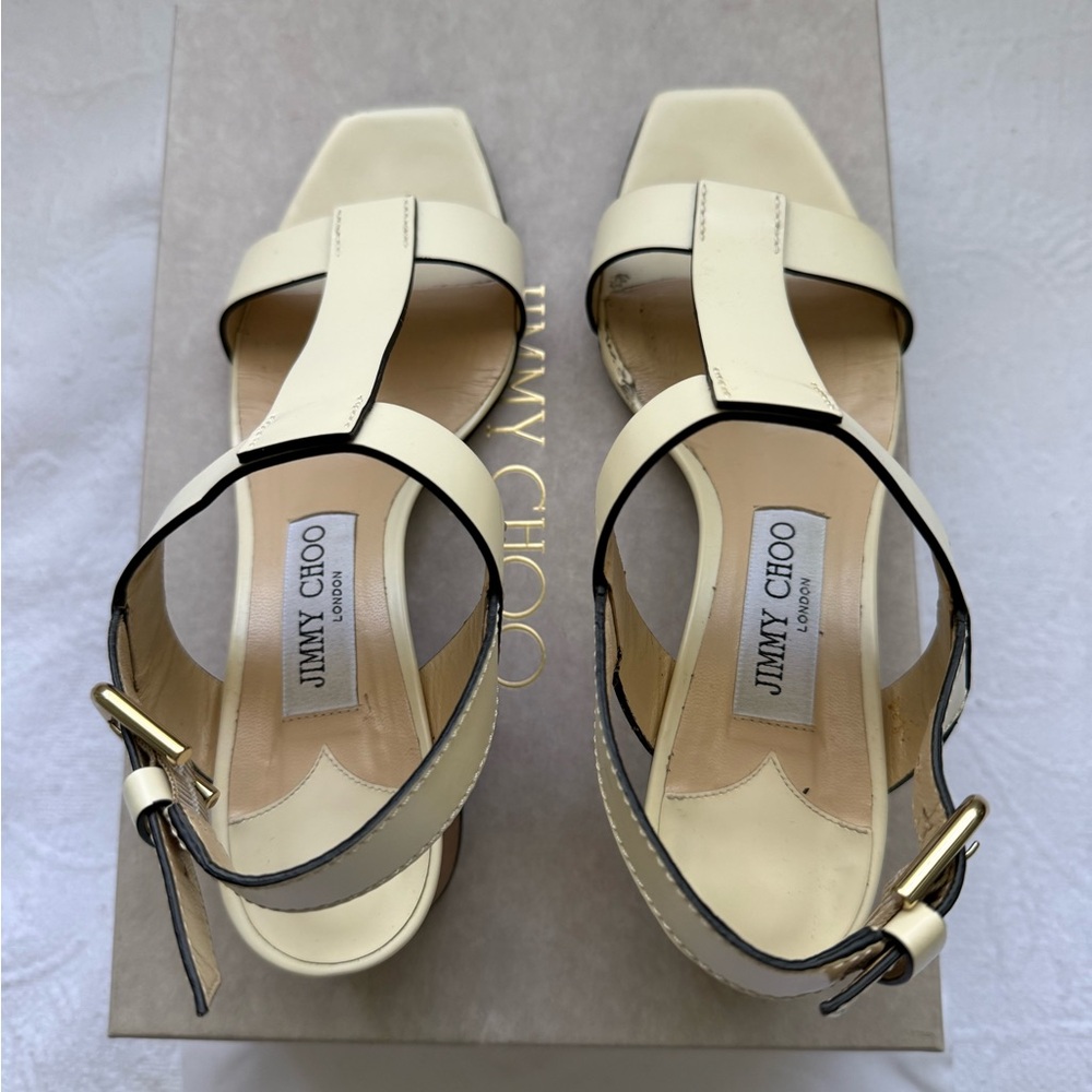 Jimmy Choo Jin Square Toe Sandals 45 mm size 37. - Picture 5 of 17